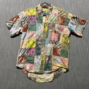 Vintage Duck Head Patchwork Button Down Shirt Mens Medium Short Sleeve